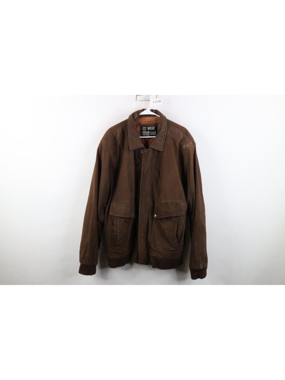 Vintage 90s Quilted Suede Leather Flight Bomber Jacket Mens Size XLT Brown